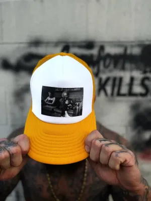 FOAMIE TRUCKER BAD BEETLEJUICE WHITE & YELLOW HAT