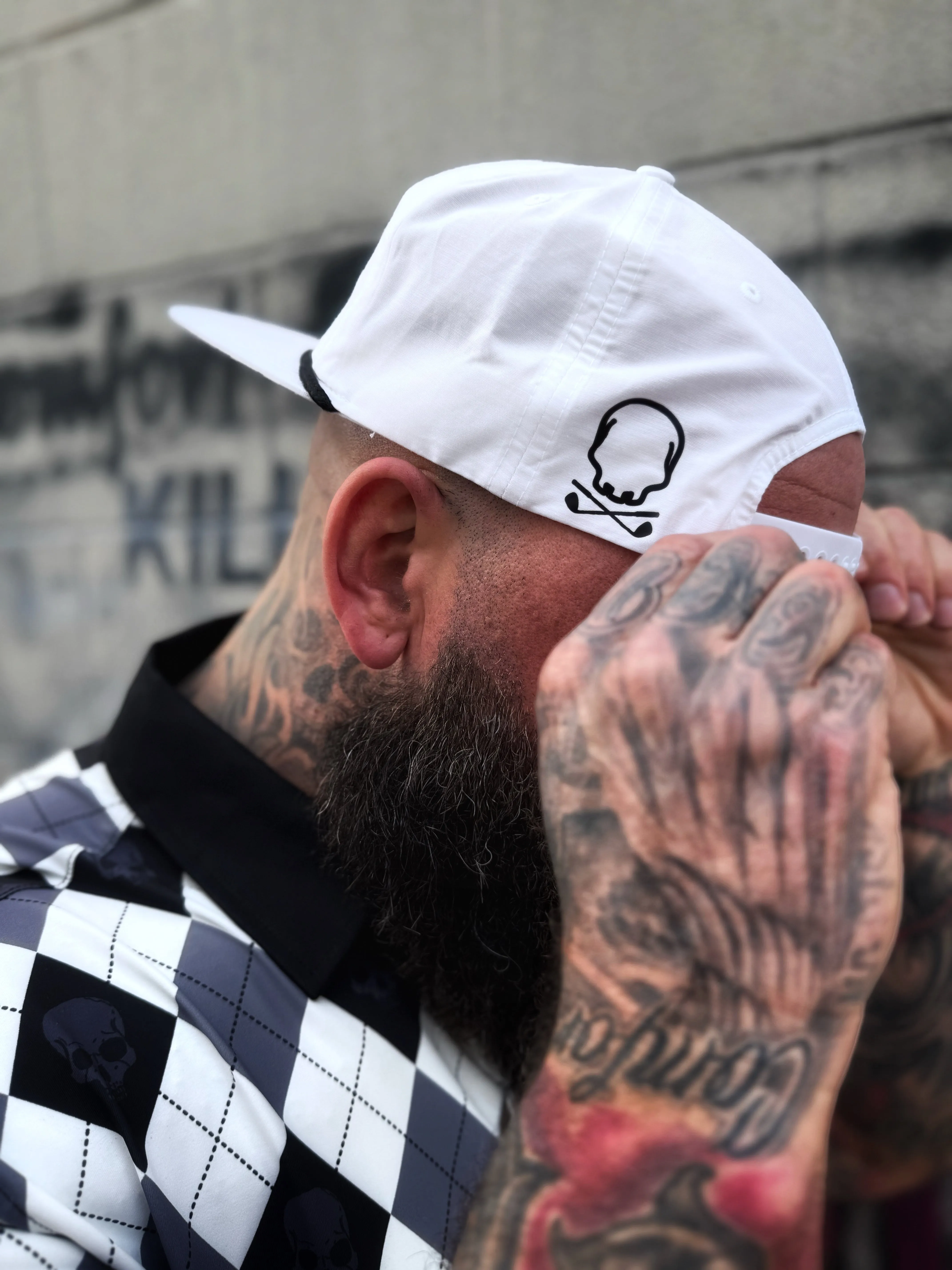 GOLF SKULL WHITE HAT
