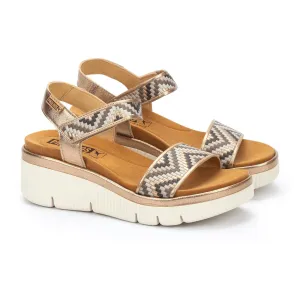 Gomera Chevron Sandal | Leather | Champagne