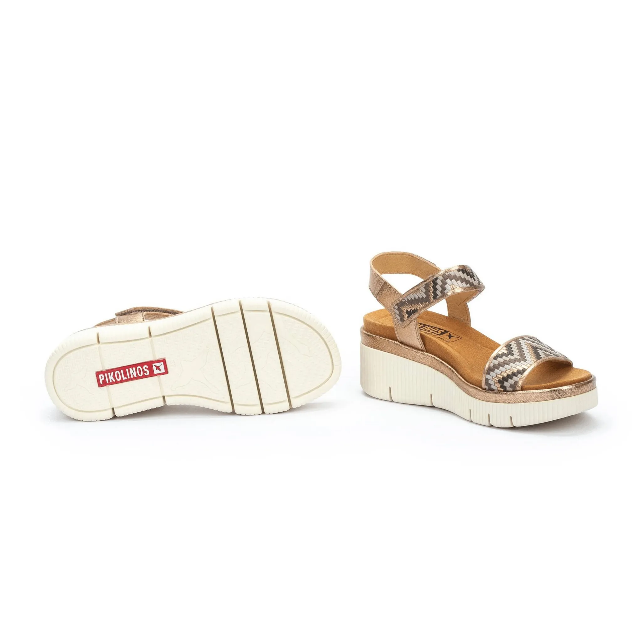 Gomera Chevron Sandal | Leather | Champagne