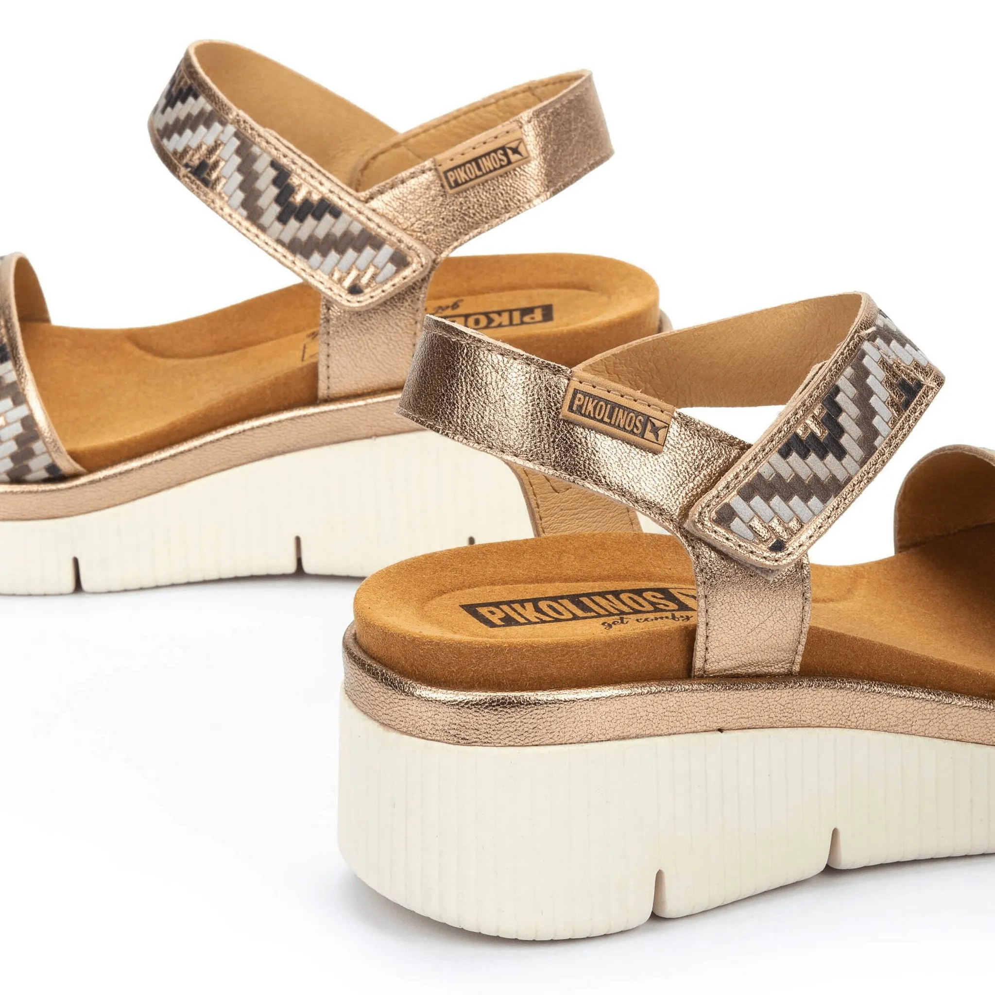 Gomera Chevron Sandal | Leather | Champagne