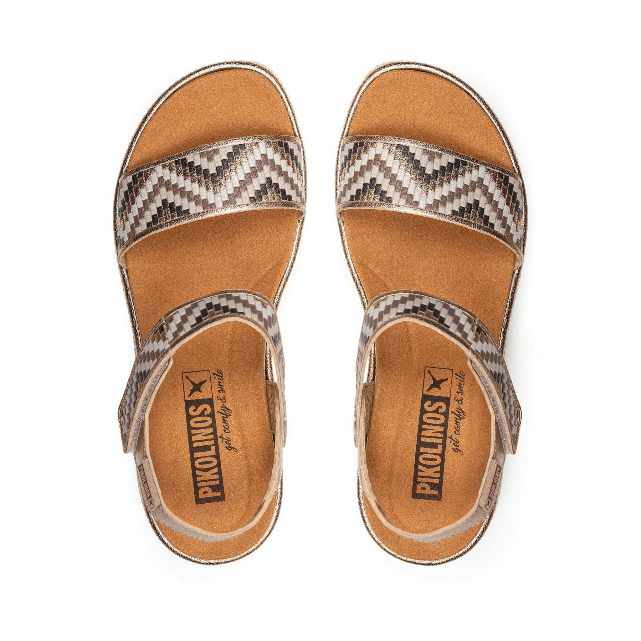 Gomera Chevron Sandal | Leather | Champagne
