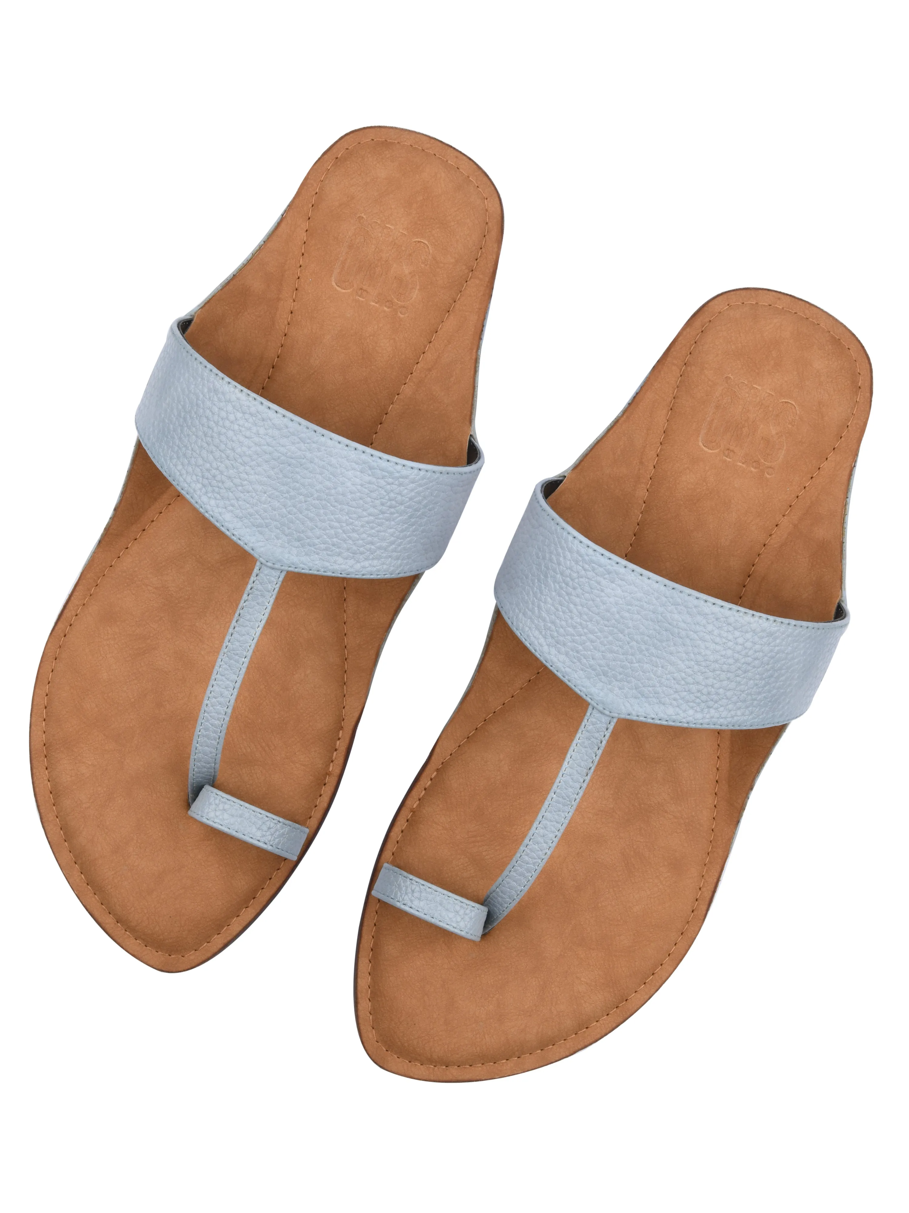 Grey Kolhapuri Flat Sandals For Women