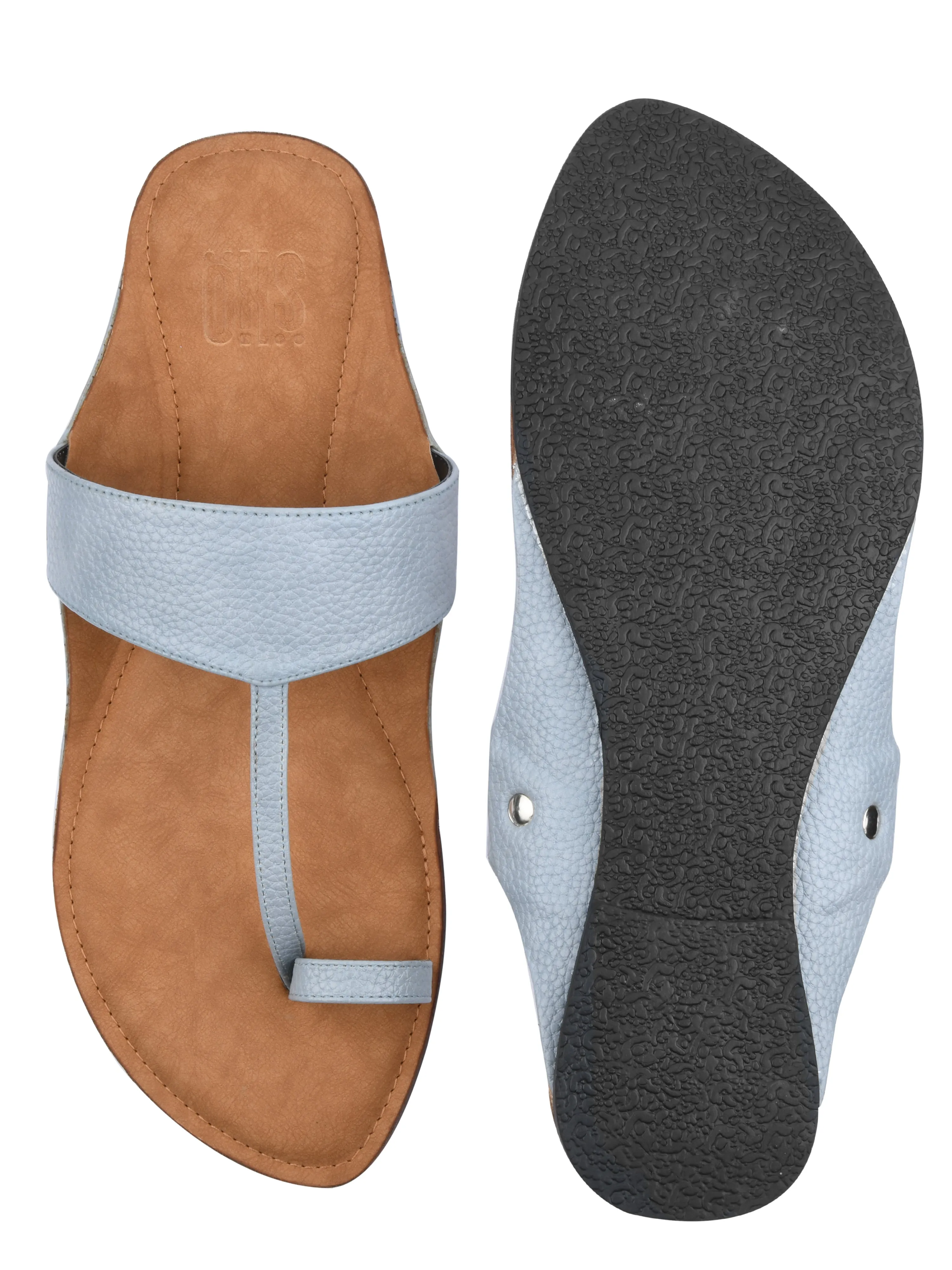 Grey Kolhapuri Flat Sandals For Women