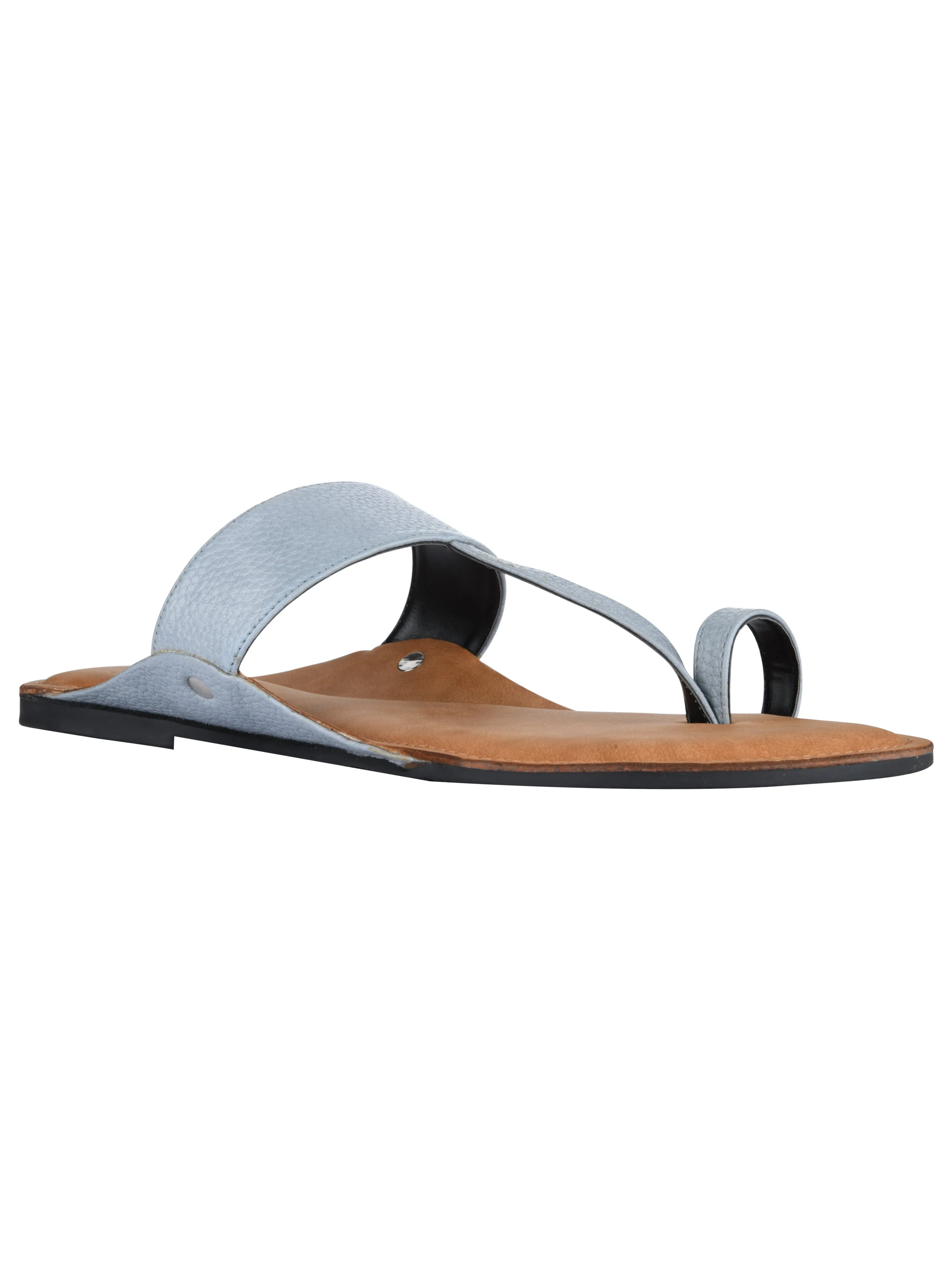 Grey Kolhapuri Flat Sandals For Women