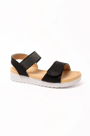 Hazel Shimmer Strap Sandal Black