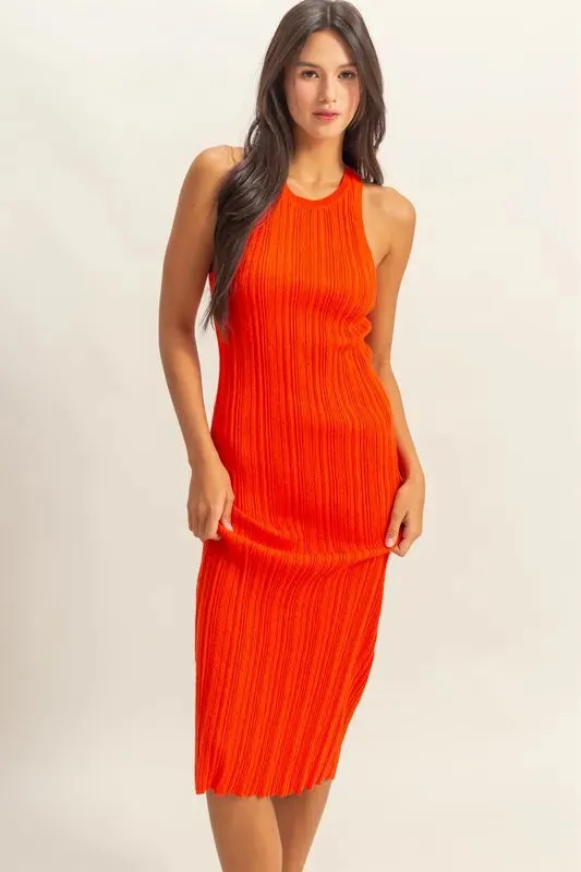 HYFVE Round Neck Bodycon Ribbed Knit Dress