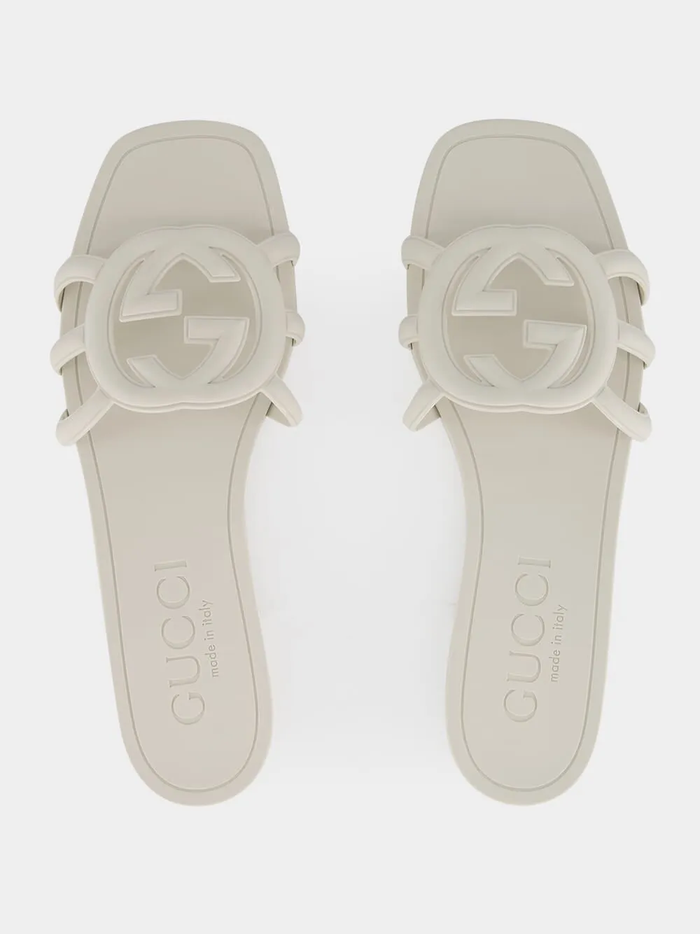 Interlocking G White Slide Sandal