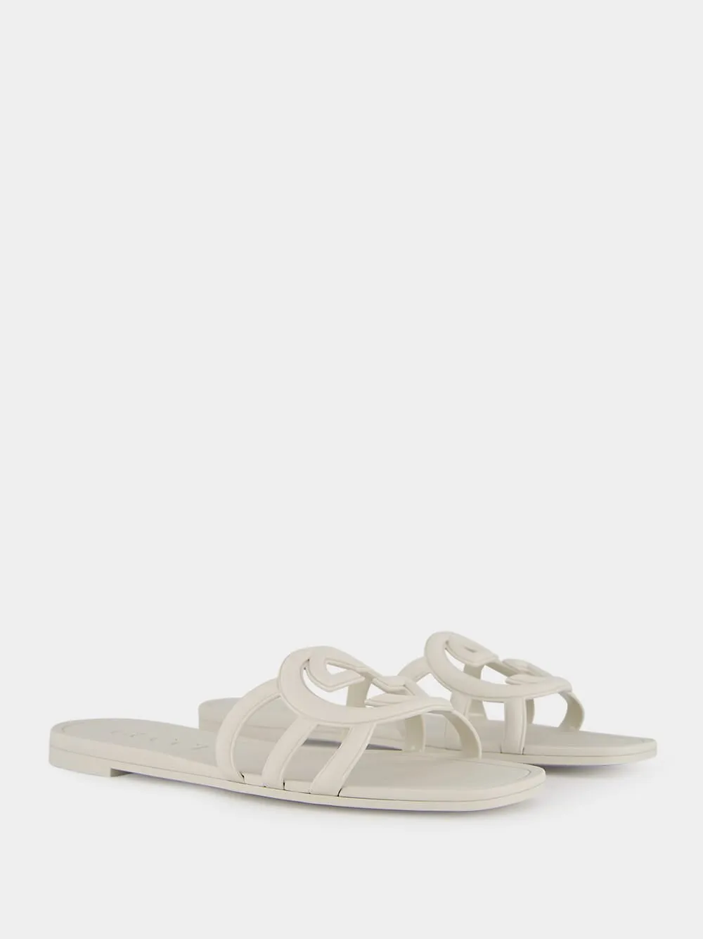 Interlocking G White Slide Sandal