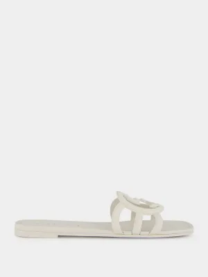 Interlocking G White Slide Sandal
