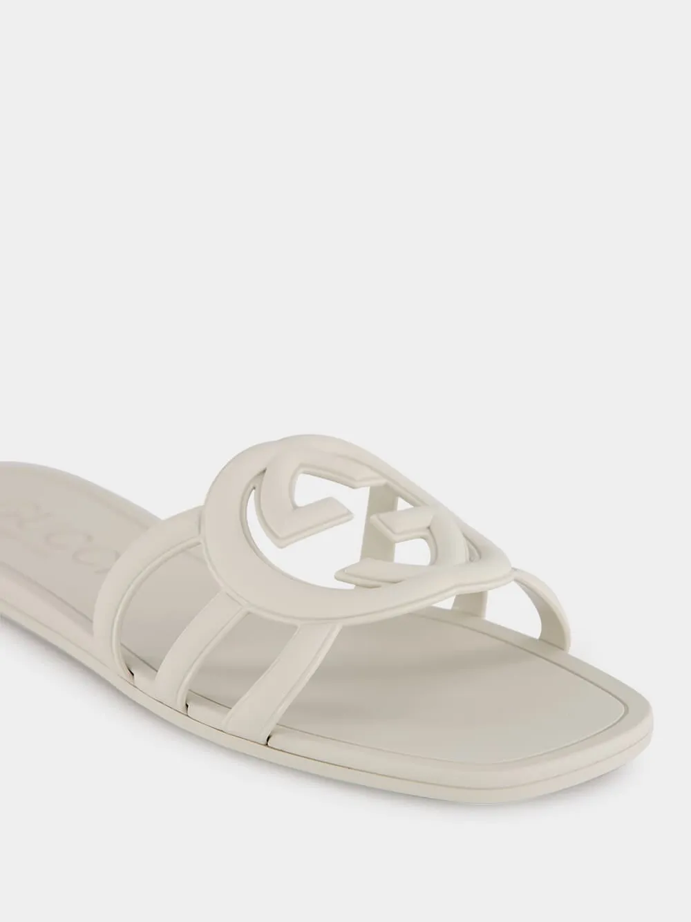 Interlocking G White Slide Sandal