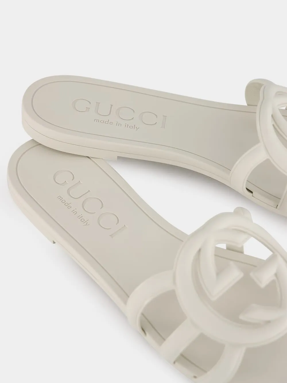 Interlocking G White Slide Sandal