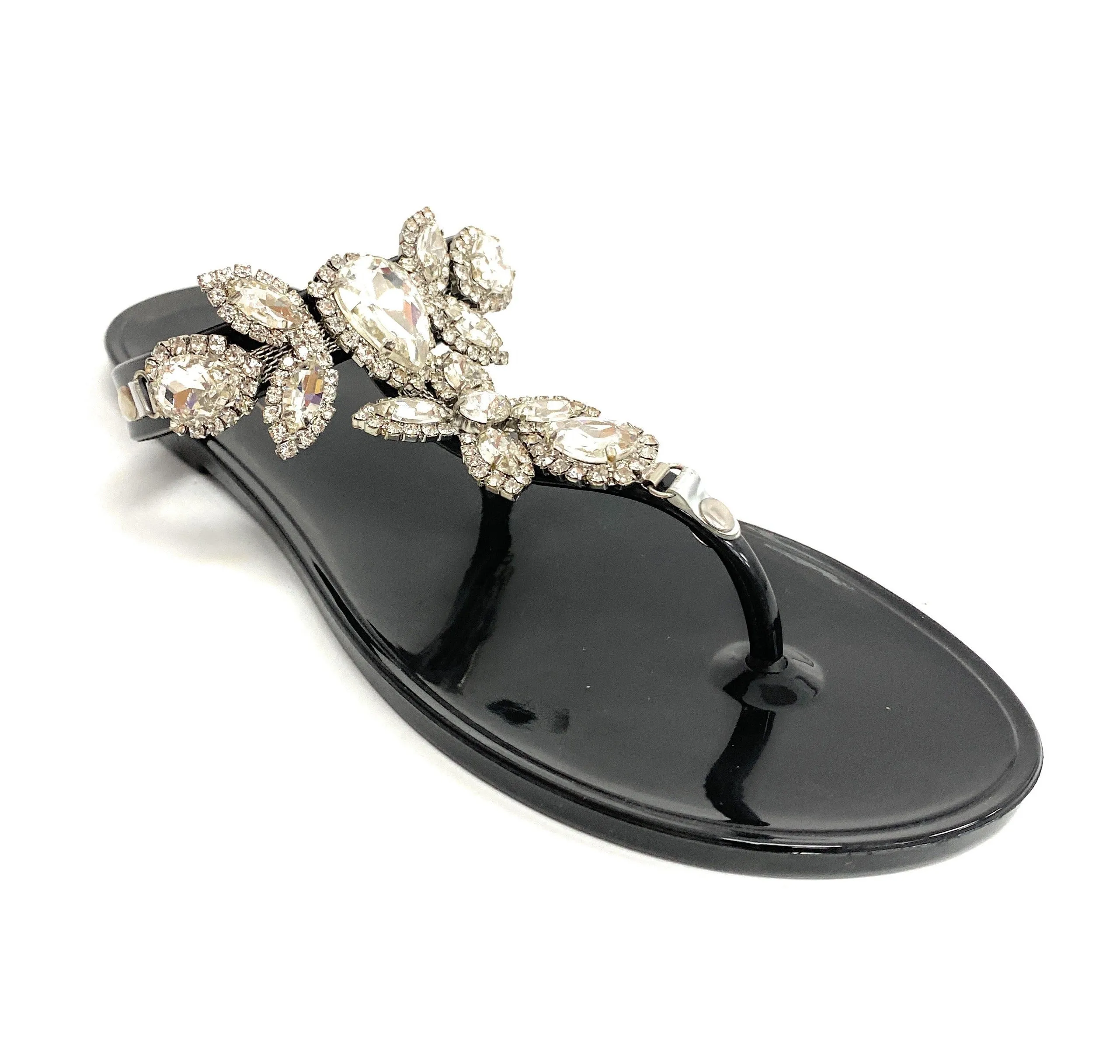JELLY FLAT SANDAL WITH CLEAR STONES  Ann More Charlotte