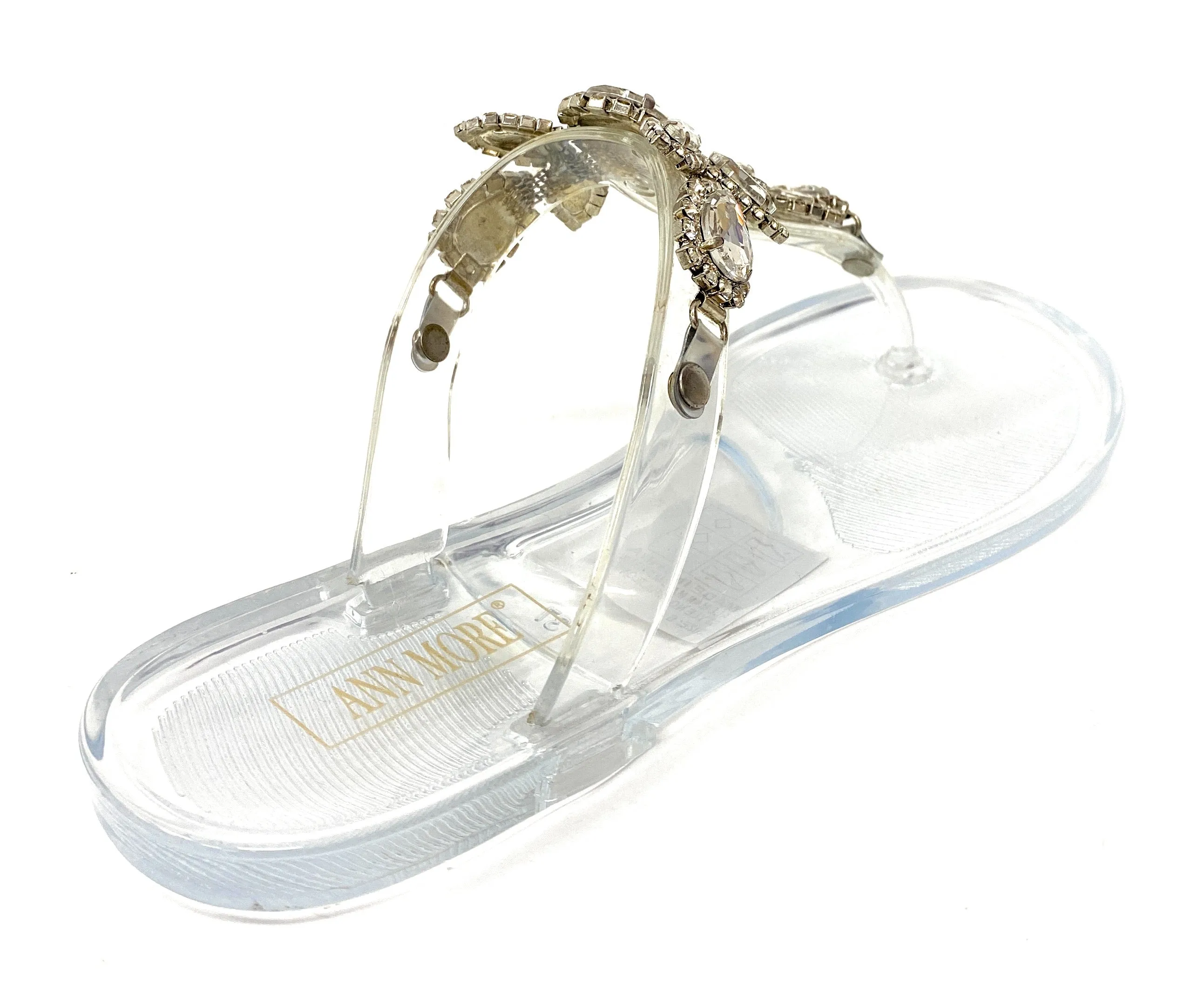 JELLY FLAT SANDAL WITH CLEAR STONES  Ann More Charlotte
