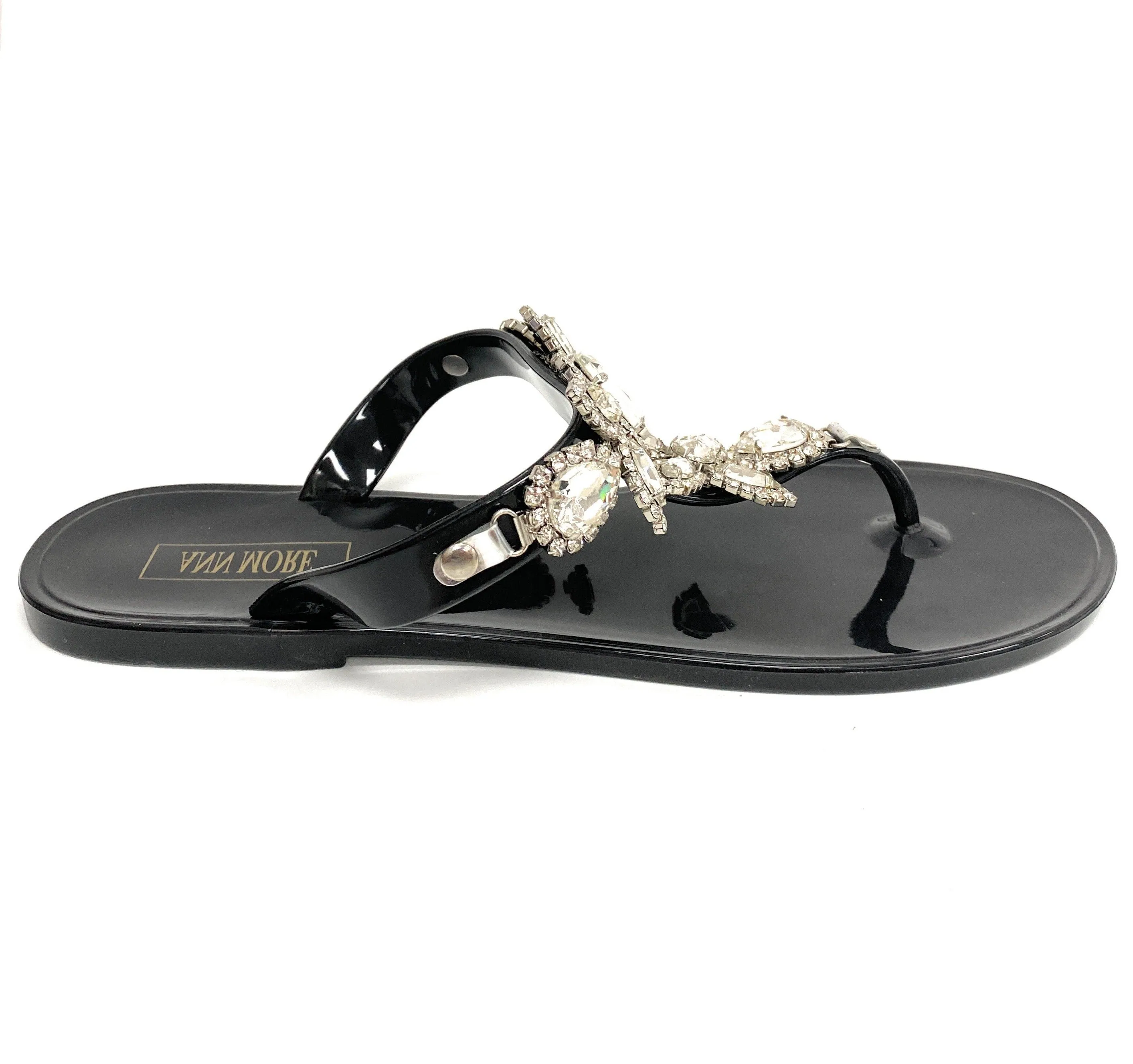 JELLY FLAT SANDAL WITH CLEAR STONES  Ann More Charlotte