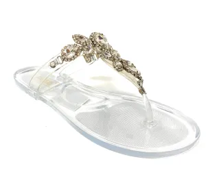JELLY FLAT SANDAL WITH CLEAR STONES  Ann More Charlotte