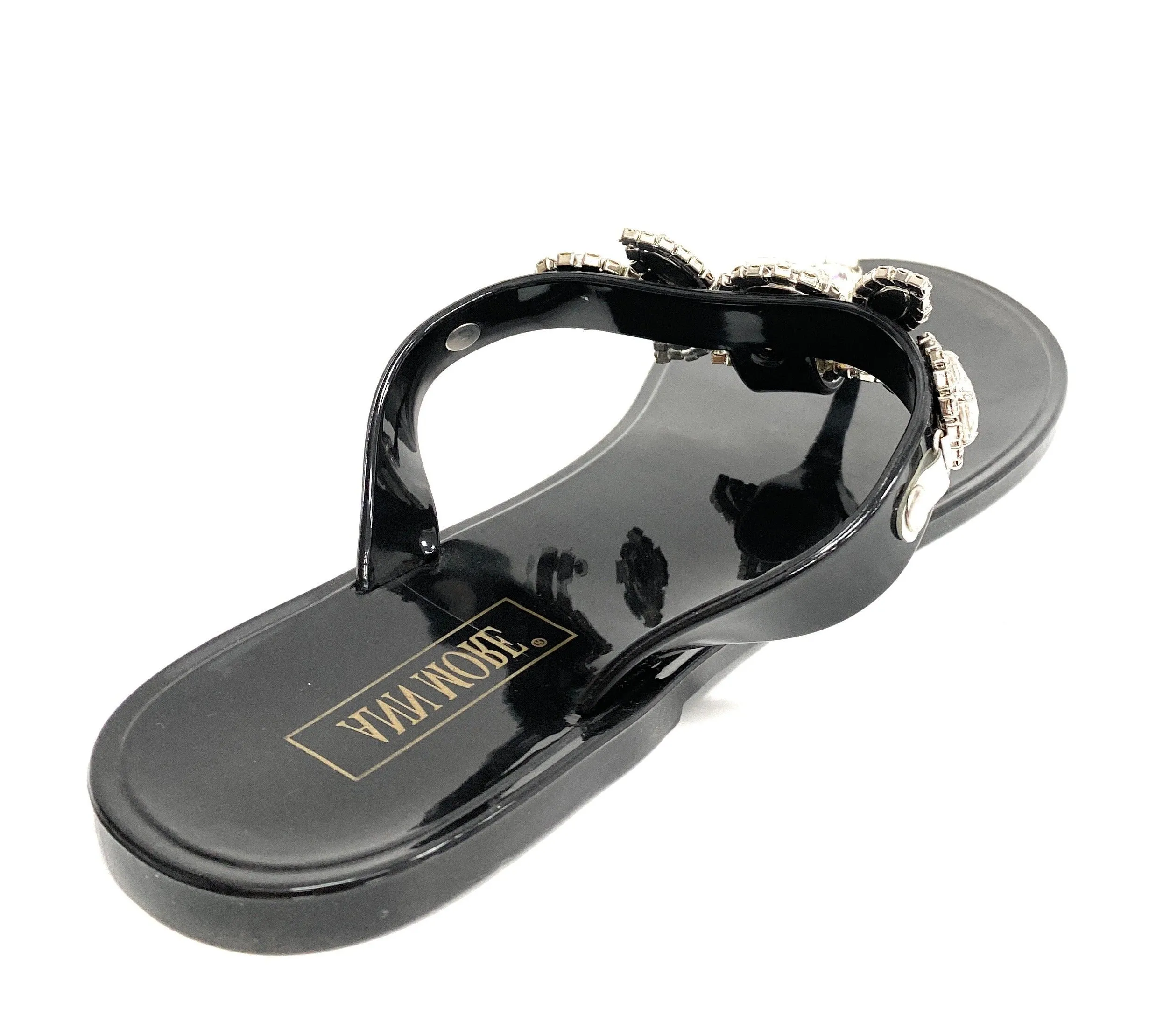 JELLY FLAT SANDAL WITH CLEAR STONES  Ann More Charlotte
