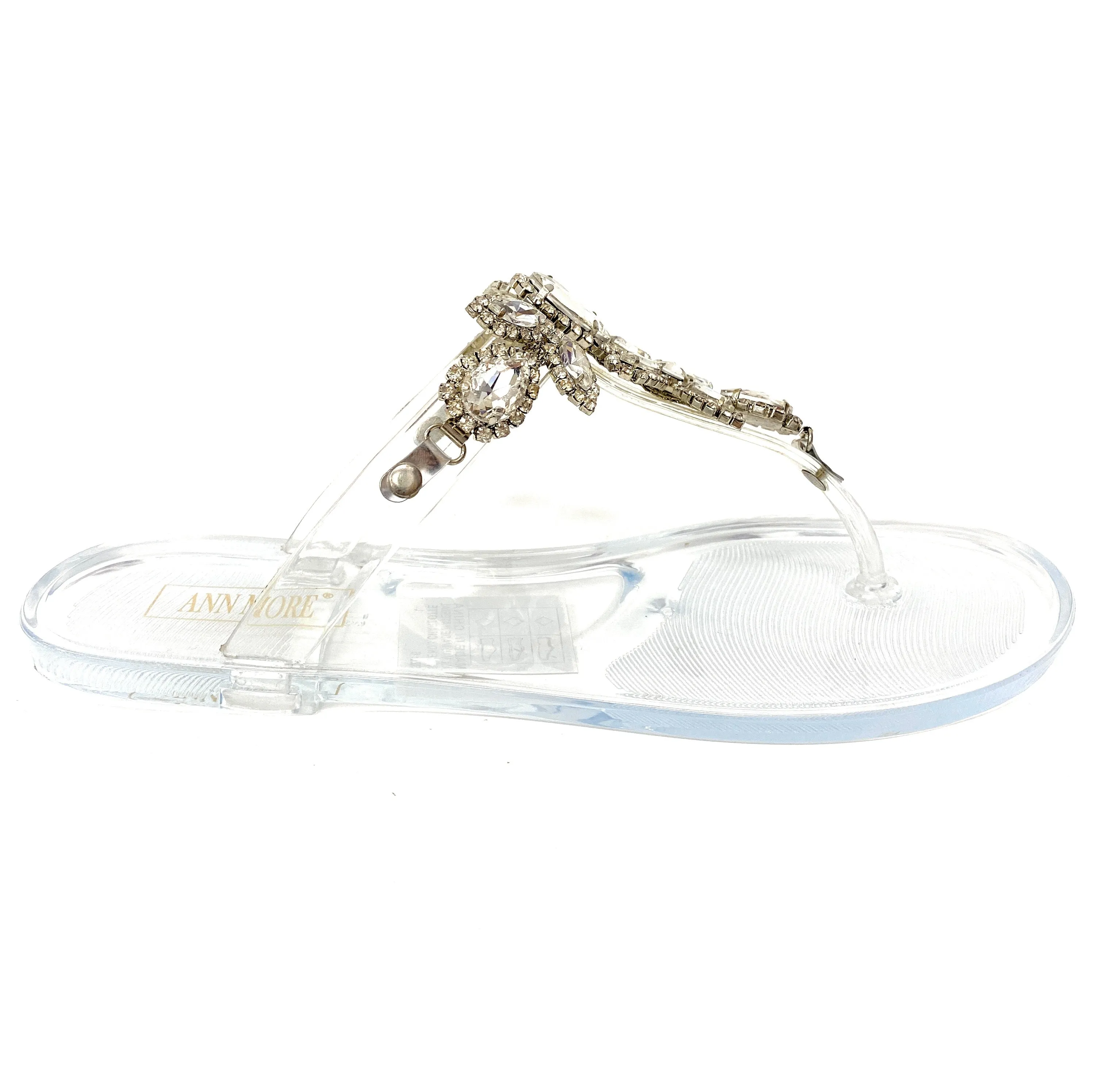 JELLY FLAT SANDAL WITH CLEAR STONES  Ann More Charlotte
