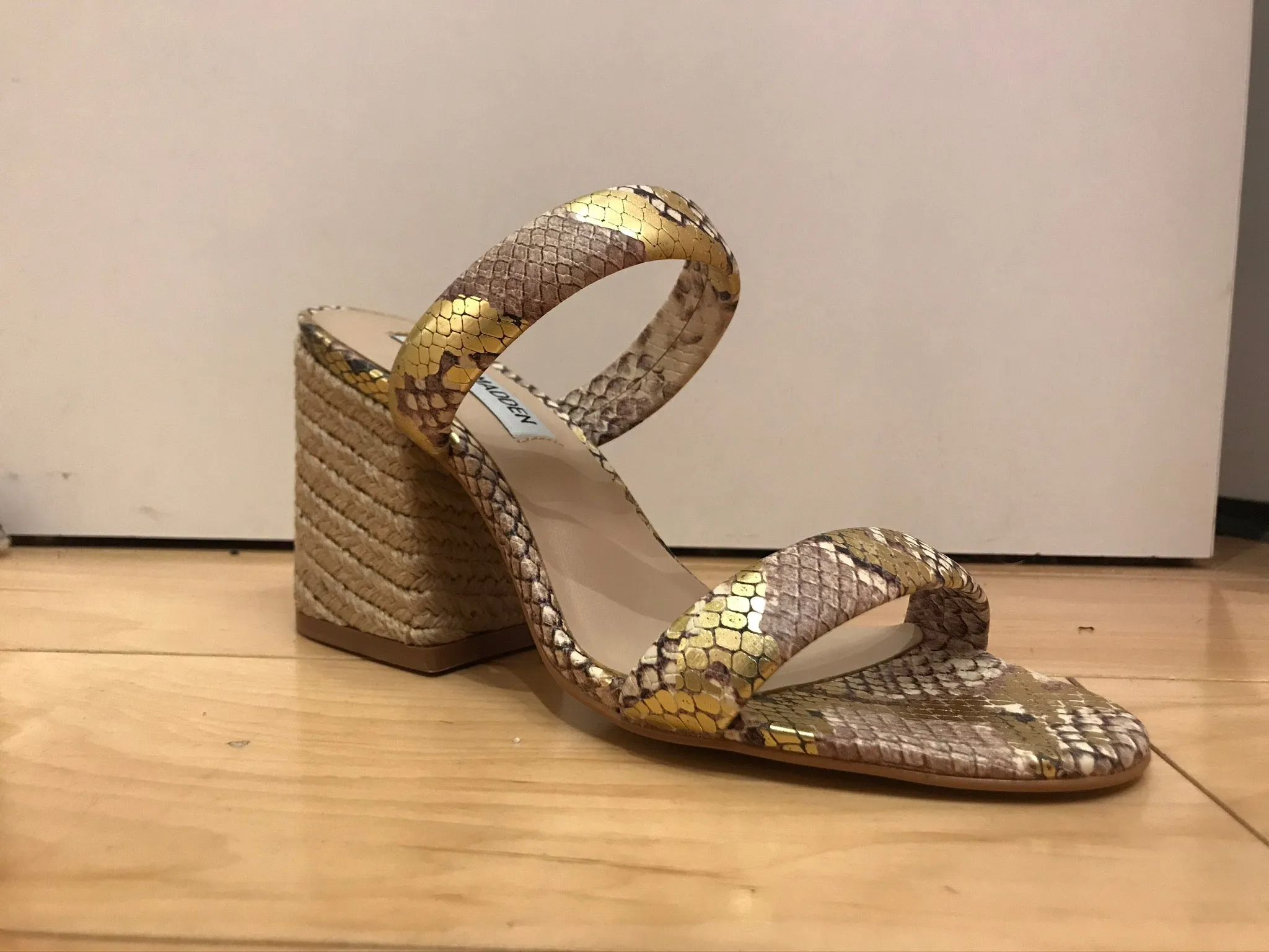 Leather Strap Jute Heel Sandal