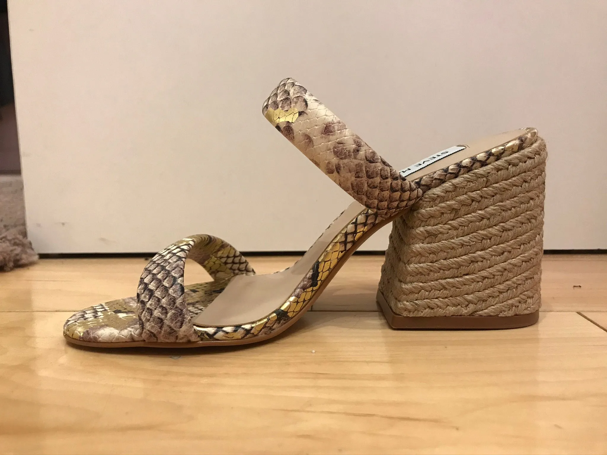 Leather Strap Jute Heel Sandal