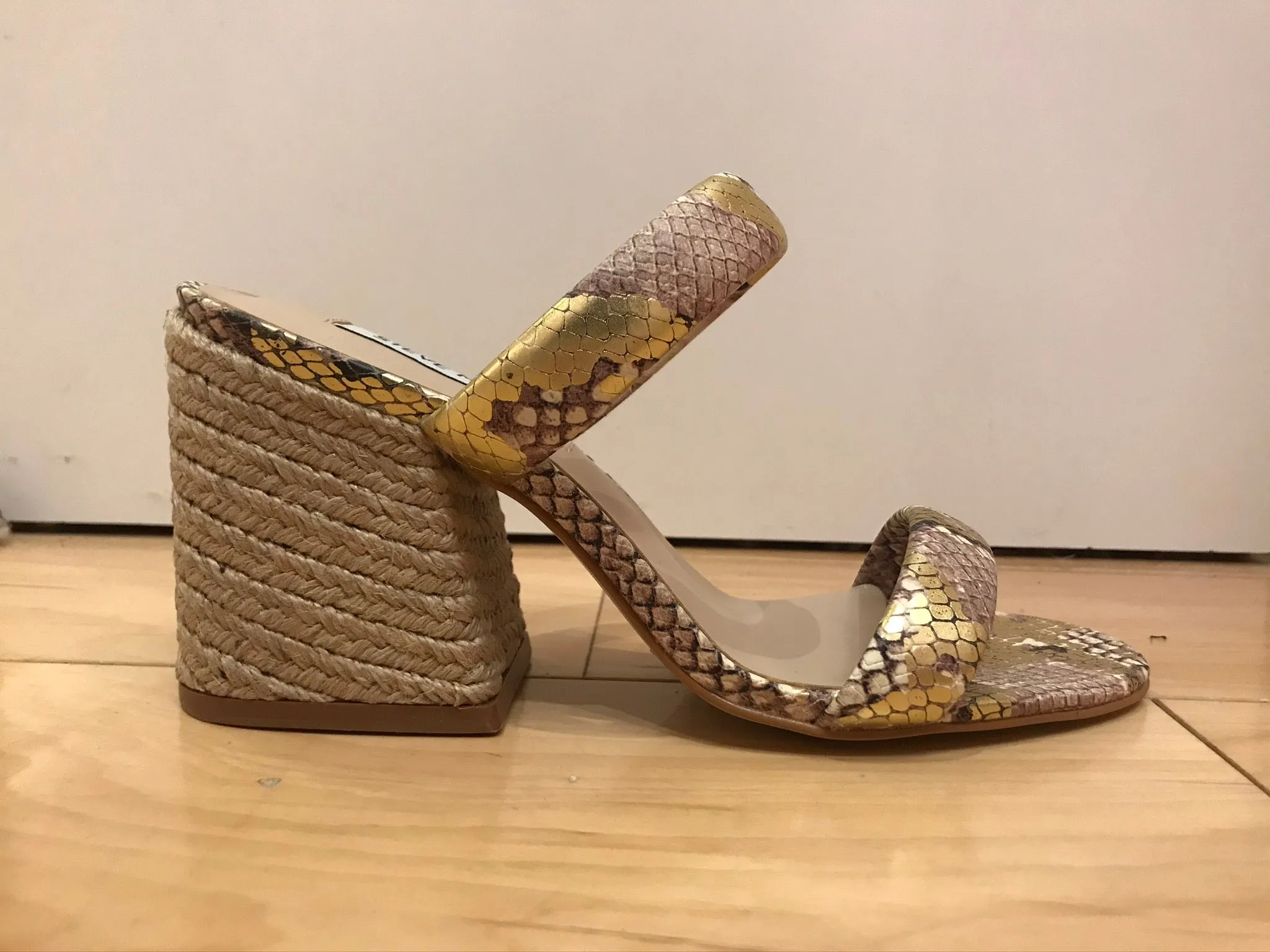 Leather Strap Jute Heel Sandal