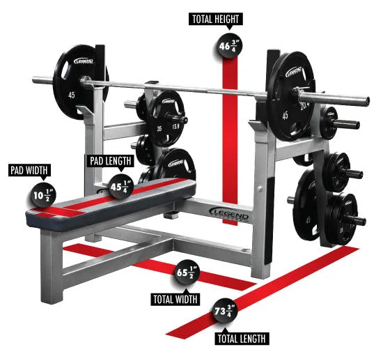 LEGEND FITNESS OLYMPIC FLAT BENCH W/ PLATE STORAGE 3150