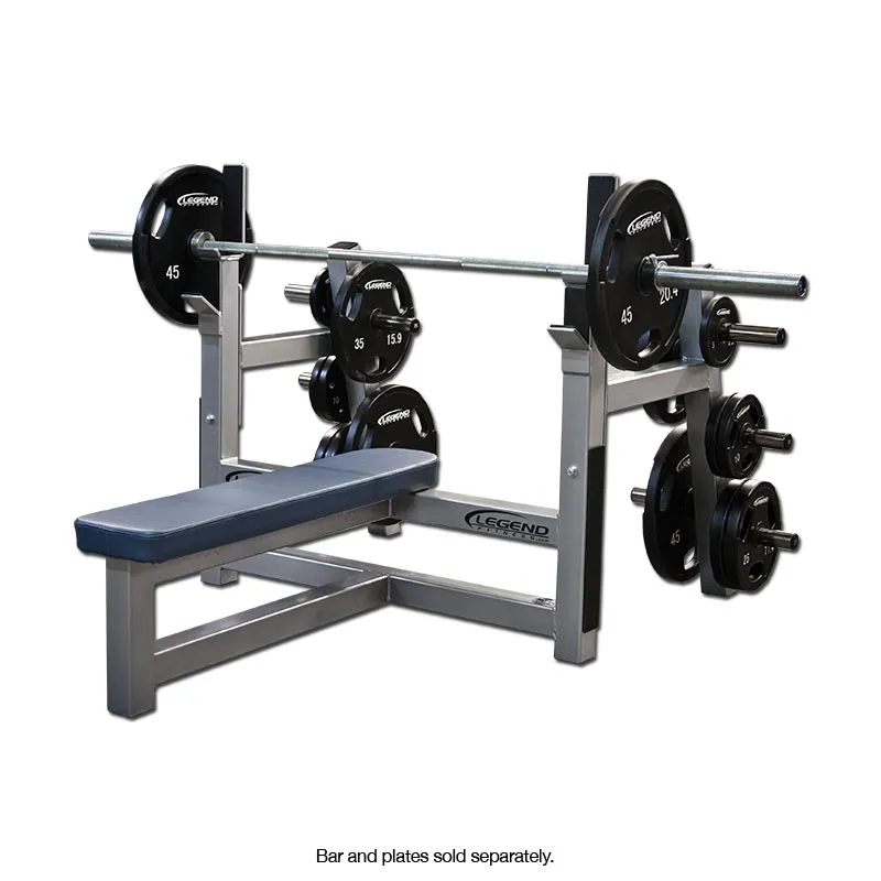 LEGEND FITNESS OLYMPIC FLAT BENCH W/ PLATE STORAGE 3150