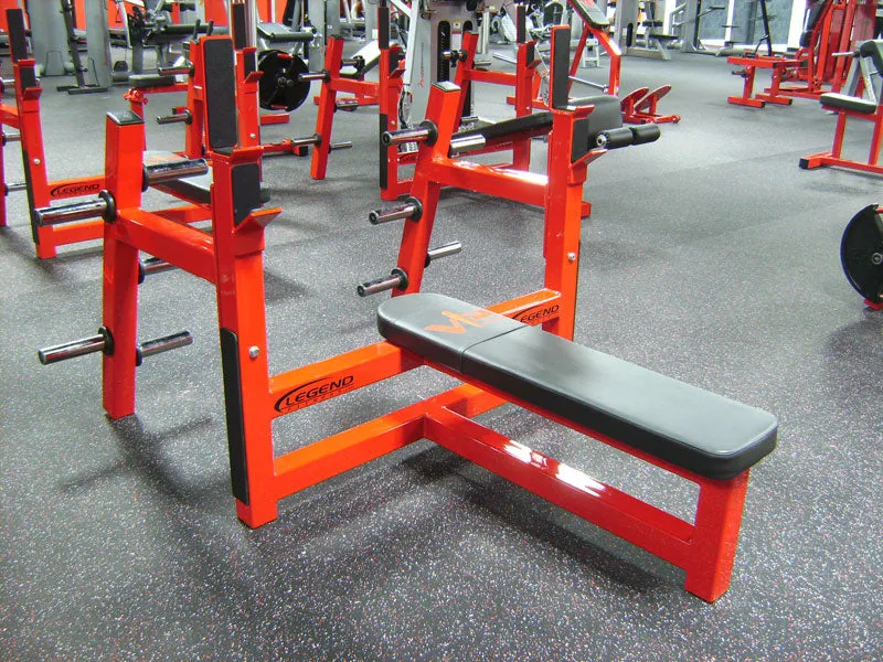 LEGEND FITNESS OLYMPIC FLAT BENCH W/ PLATE STORAGE 3150