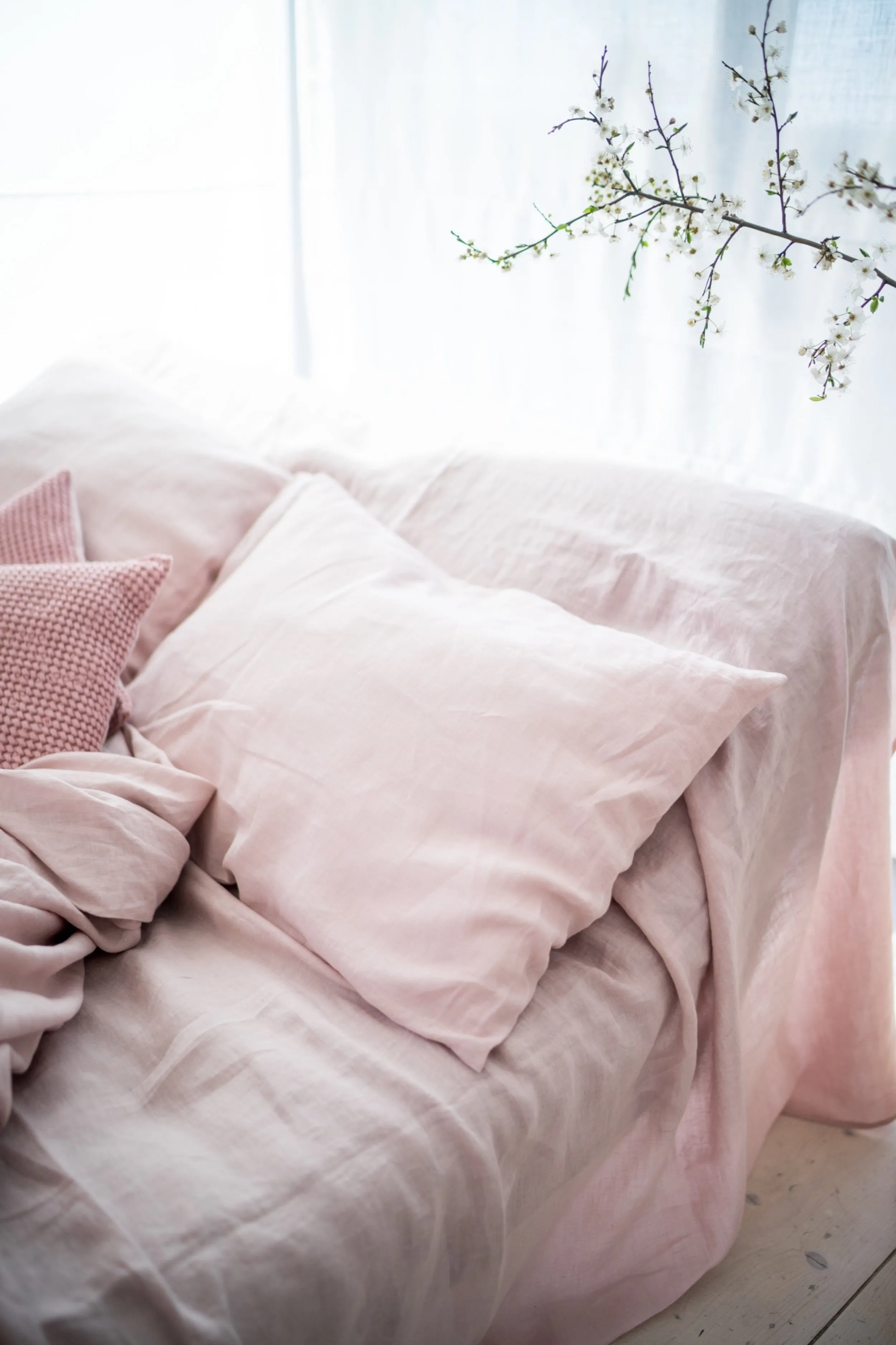 Linen flat sheet - pink