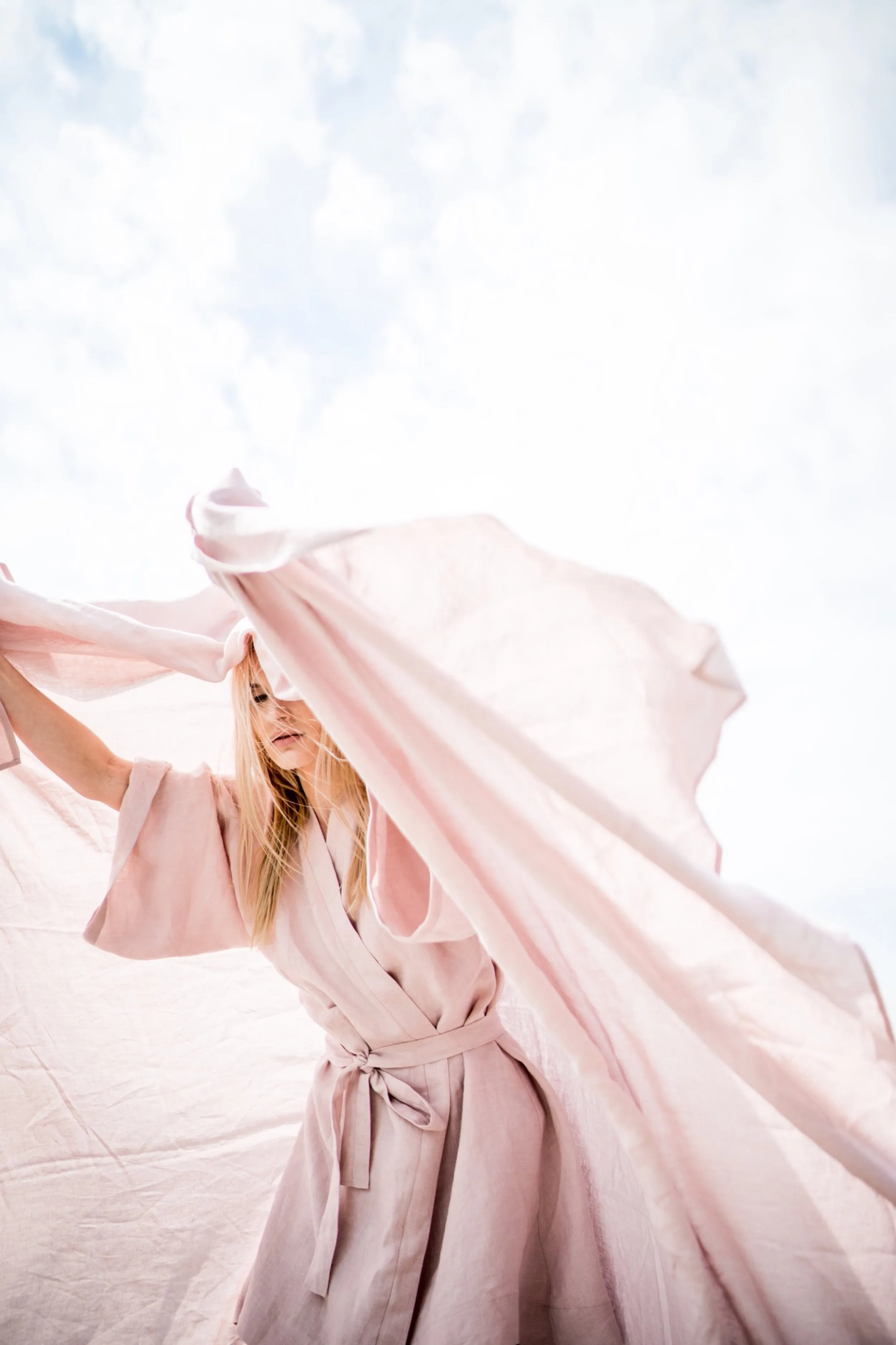Linen flat sheet - pink