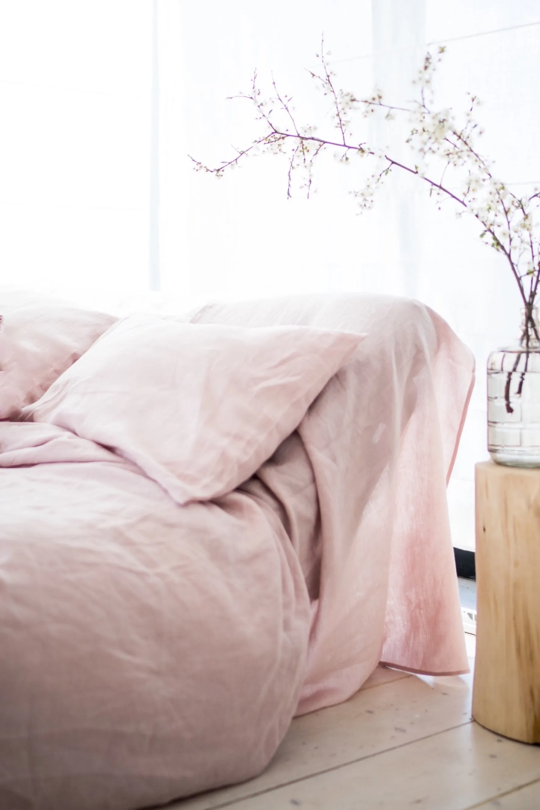 Linen flat sheet - pink