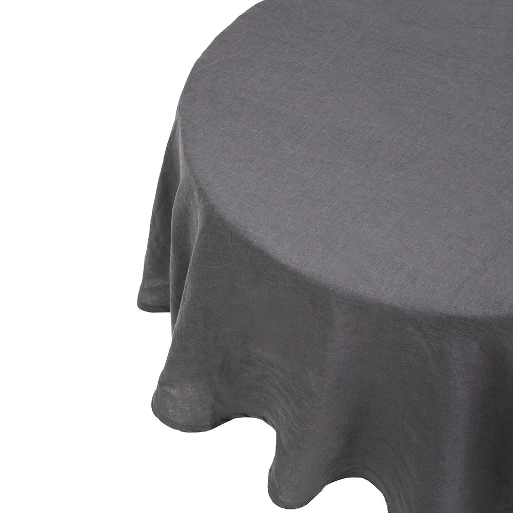 Linen Round Tablecloth - Charcoal