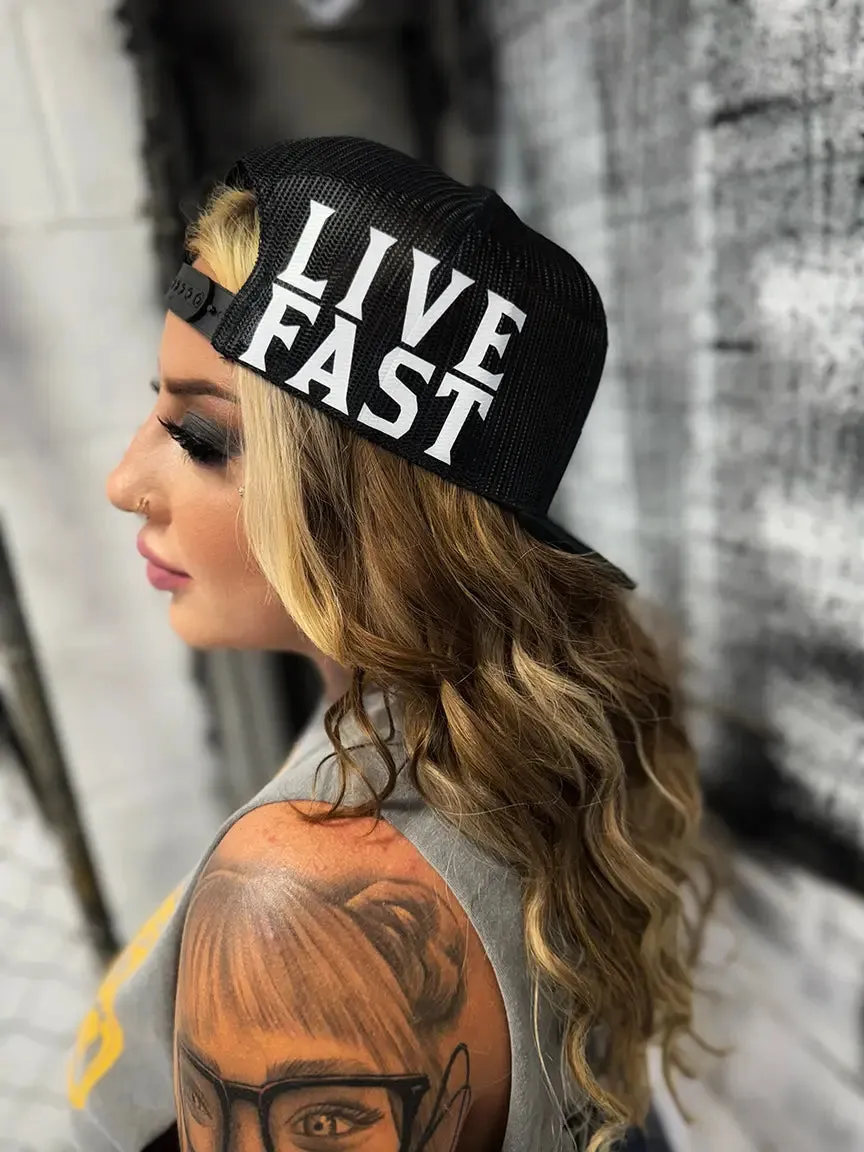LIVE FAST SIDE STYLE BLACK HAT