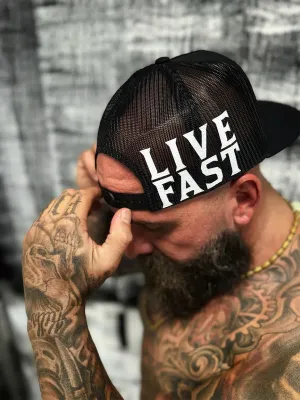 LIVE FAST SIDE STYLE BLACK HAT