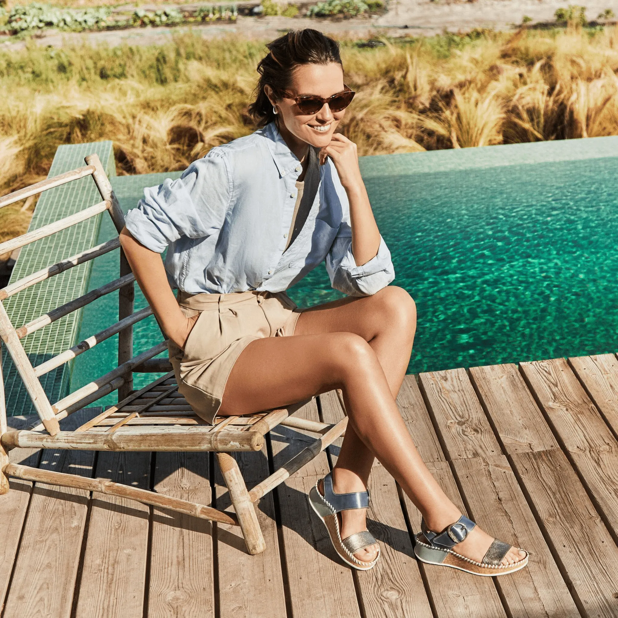 Marina Platform Back Strap | Leather | Stone