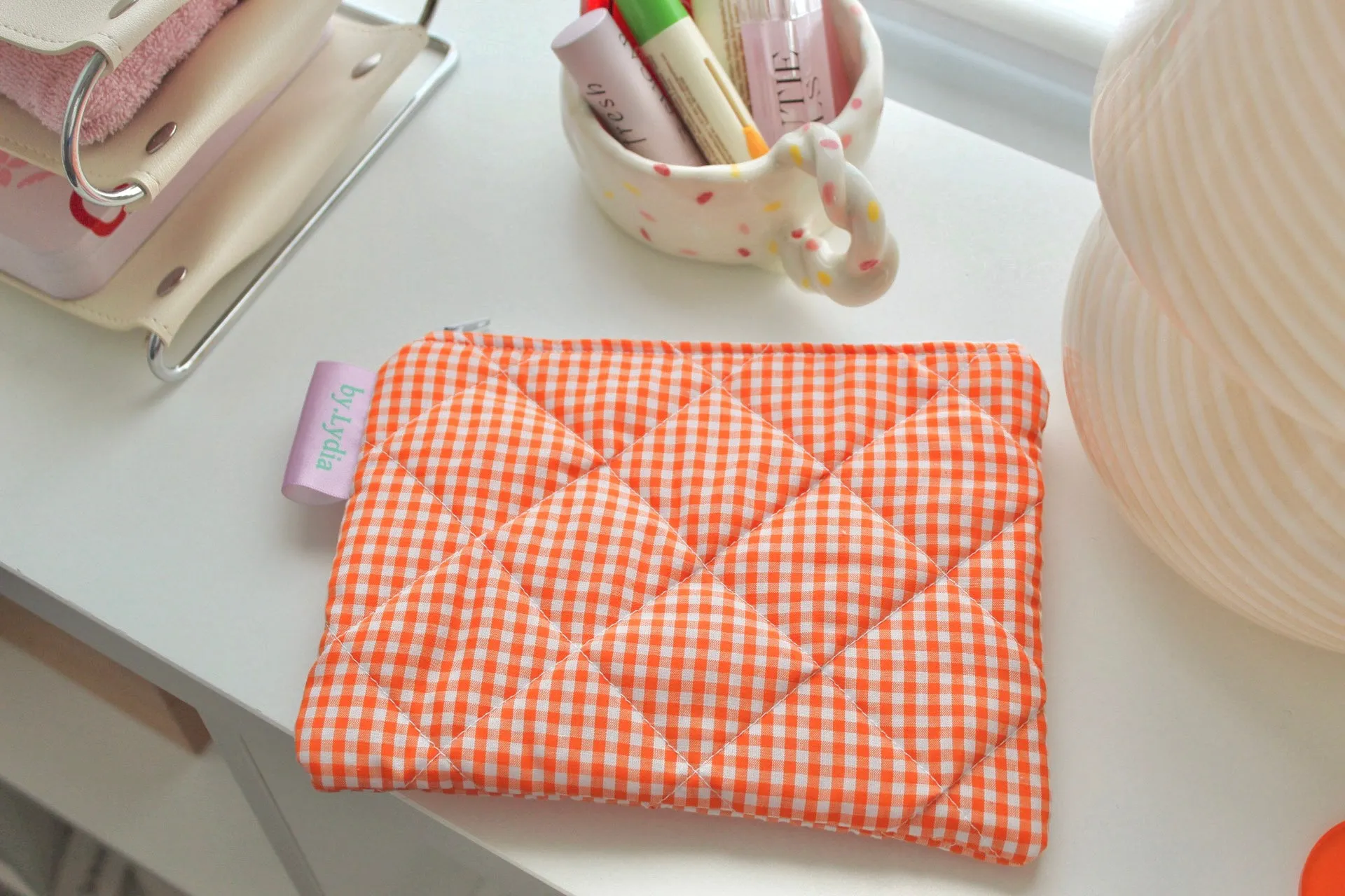 Medium Pouch - Orange Gingham