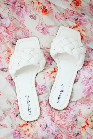 Mia White Braided Sandals