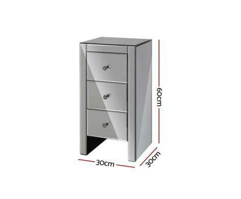 Mirrored Bedside Tables - Grey