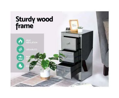 Mirrored Bedside Tables - Grey
