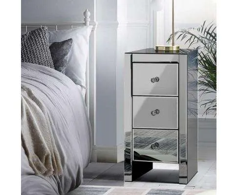Mirrored Bedside Tables - Grey