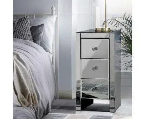 Mirrored Bedside Tables - Grey