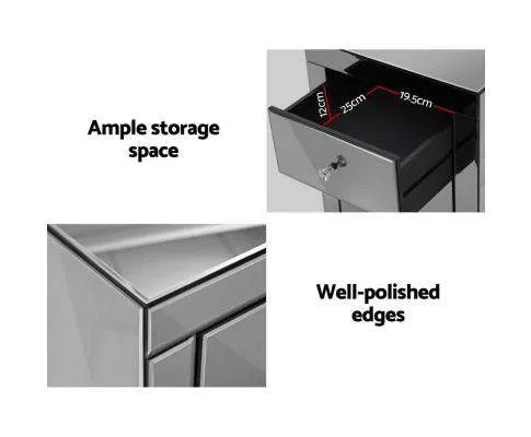 Mirrored Bedside Tables - Grey