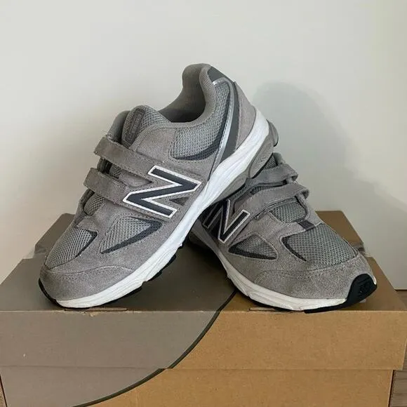New Balance 888 Grey/White Hook &amp; Loop Kids Sneakers - SZ 3 Y Wide