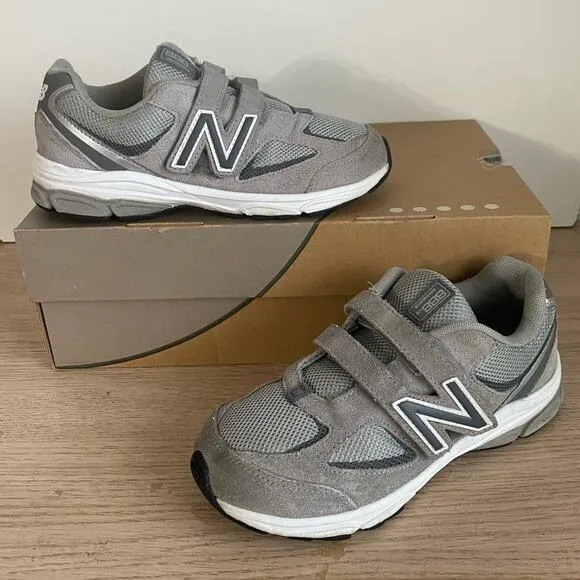 New Balance 888 Grey/White Hook &amp; Loop Kids Sneakers - SZ 3 Y Wide