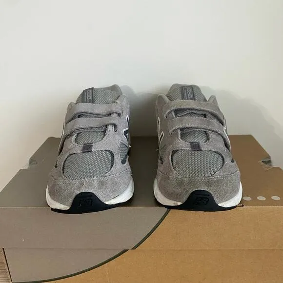 New Balance 888 Grey/White Hook &amp; Loop Kids Sneakers - SZ 3 Y Wide