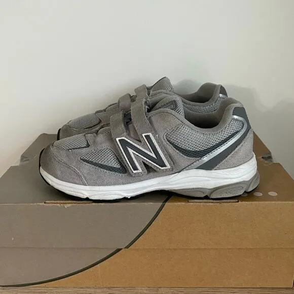 New Balance 888 Grey/White Hook &amp; Loop Kids Sneakers - SZ 3 Y Wide