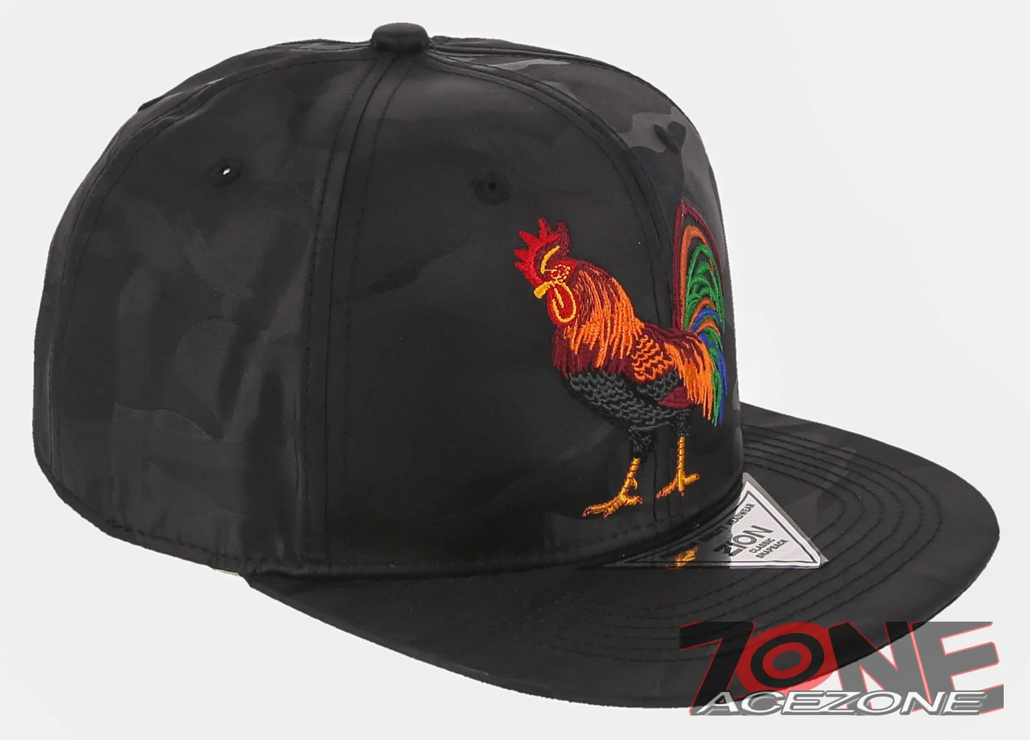 NEW! BIG COCK ROOSTER FIGHT FLAT BILL SNAPBACK BASEBALL CAP HAT CAMOUFLAGE BLACK