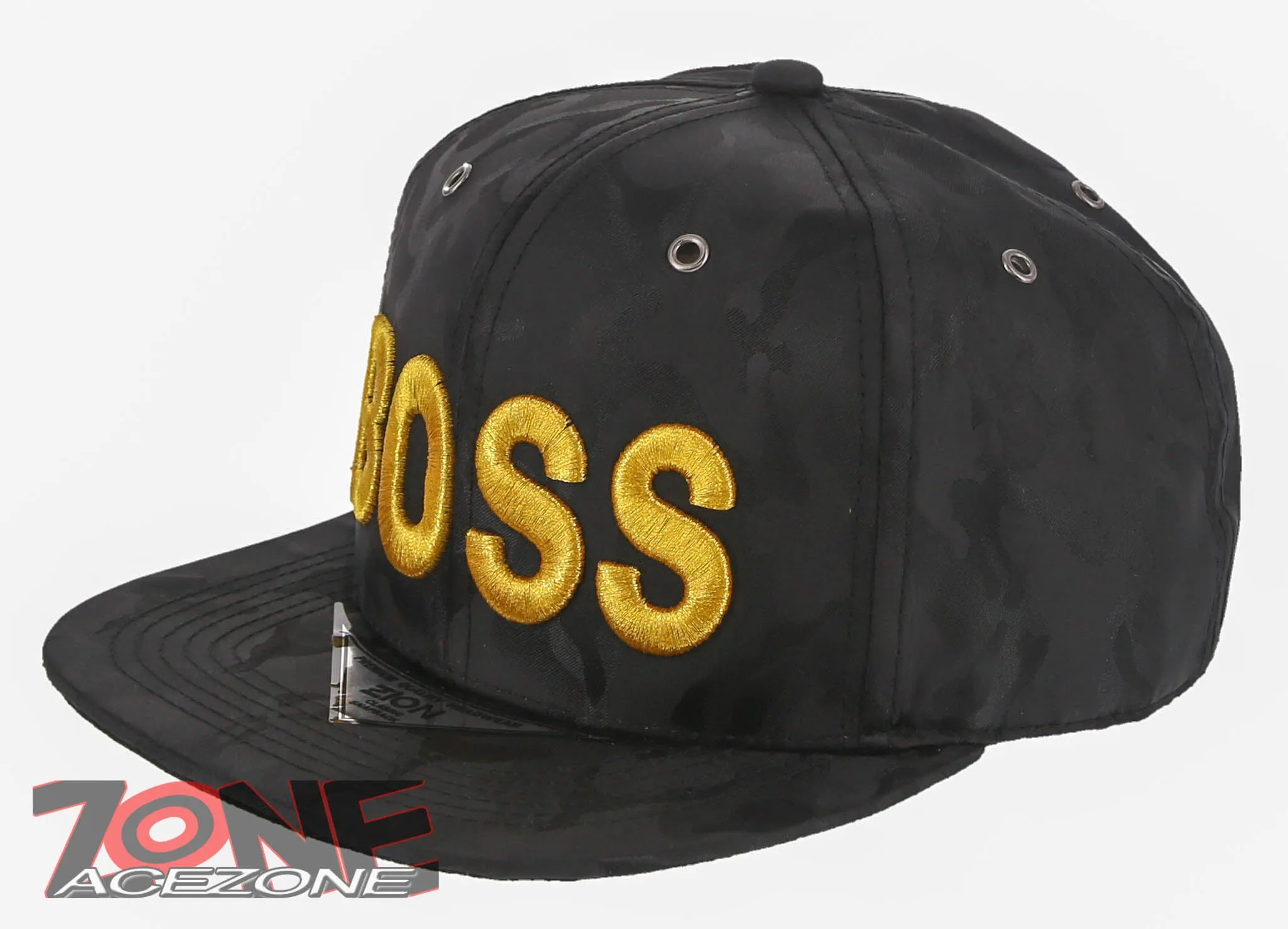 NEW! BOSS FLAT BILL SNAPBACK BASEBALL CAP HAT CAMOUFLAGE BLACK