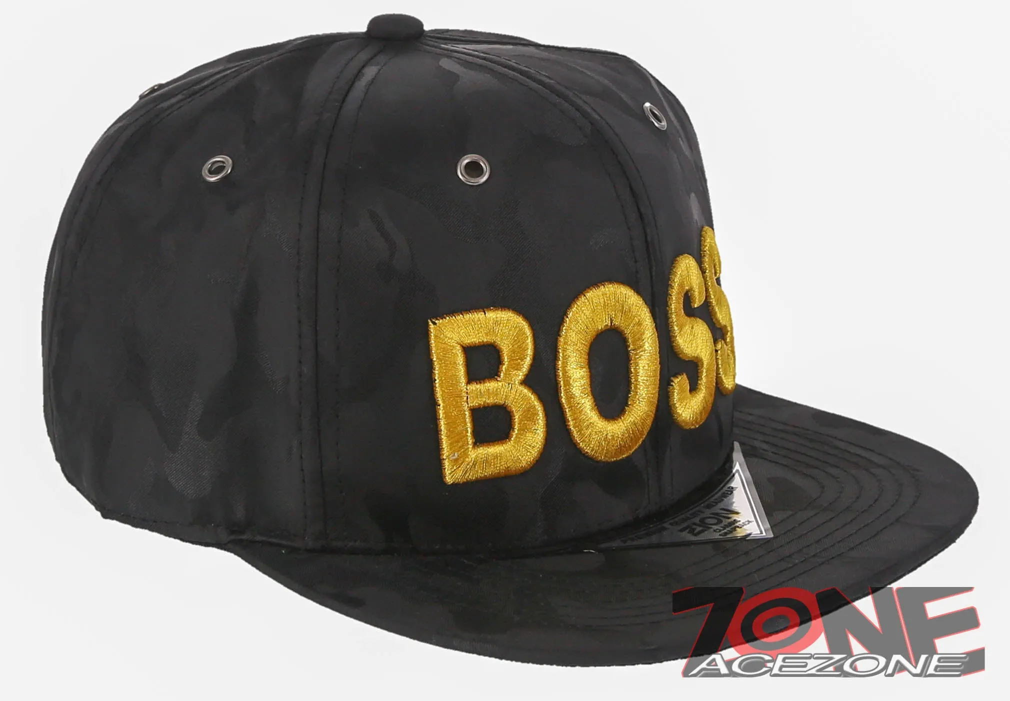 NEW! BOSS FLAT BILL SNAPBACK BASEBALL CAP HAT CAMOUFLAGE BLACK