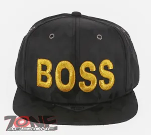 NEW! BOSS FLAT BILL SNAPBACK BASEBALL CAP HAT CAMOUFLAGE BLACK